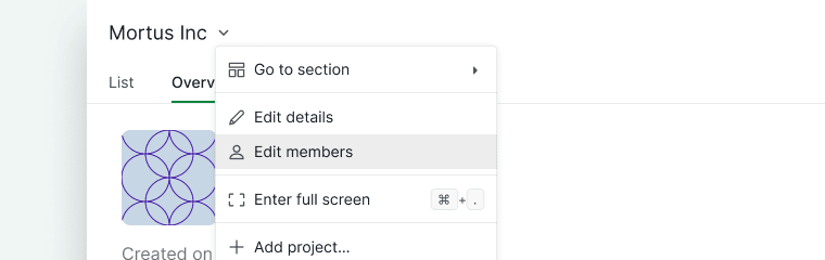edit members organization context menu