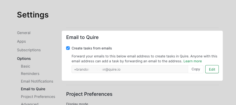 Email to Quire my tasks