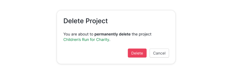 delete project dialogue