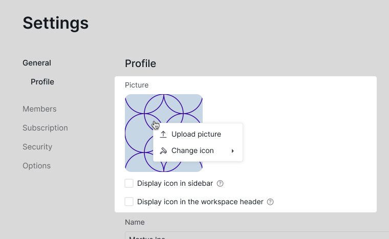 change organization profile picture