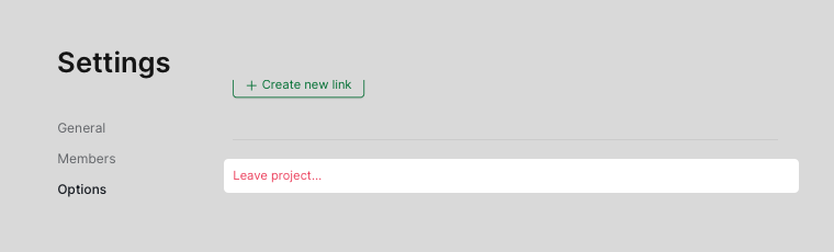 leave project in settings page