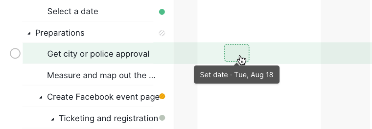 set date in timeline view