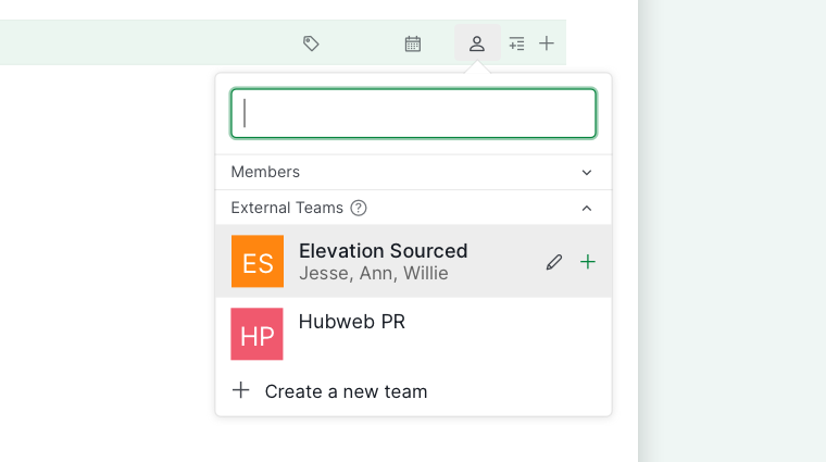 use external team for a group