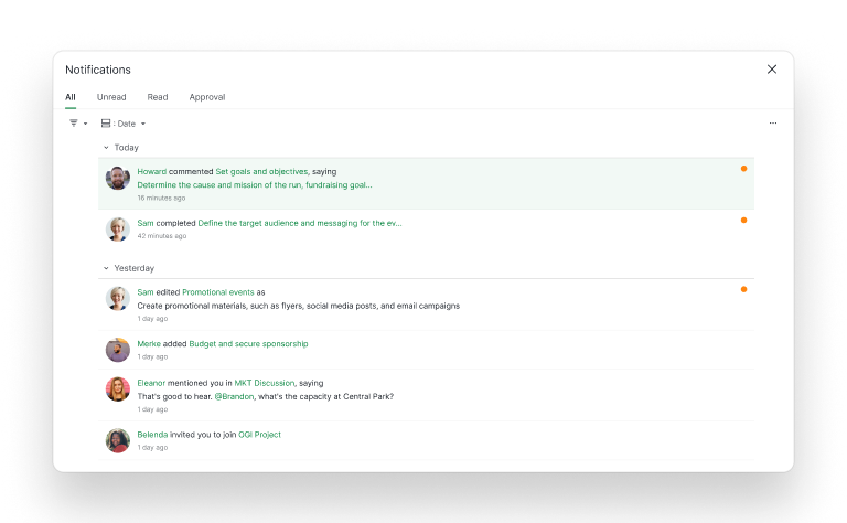 The new full-width notification page