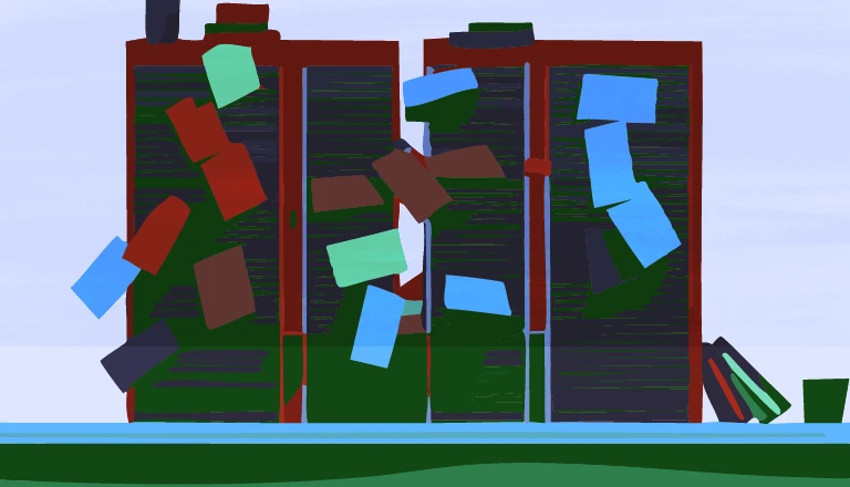 Task cards spilling out of overstuffed board columns, the moment a flat project board stops scaling for a growing startup