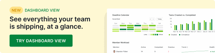 New in Quire: Dashboard View. See everything your team is shipping at a glance