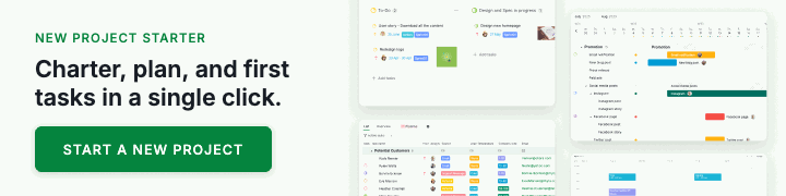Quire new project starter template: charter, plan, and first tasks in a single click