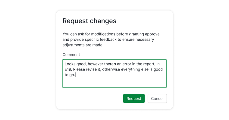 leave comment when request changes for approvals