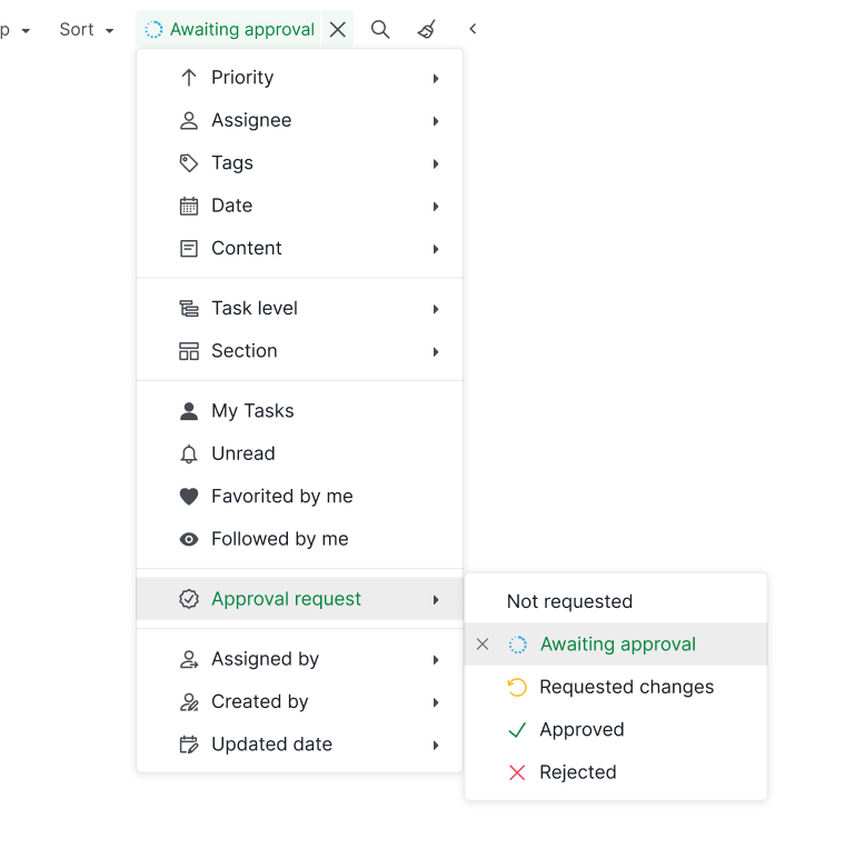 filter out tasks that needs to be approved