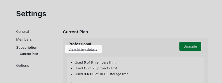 view billing details