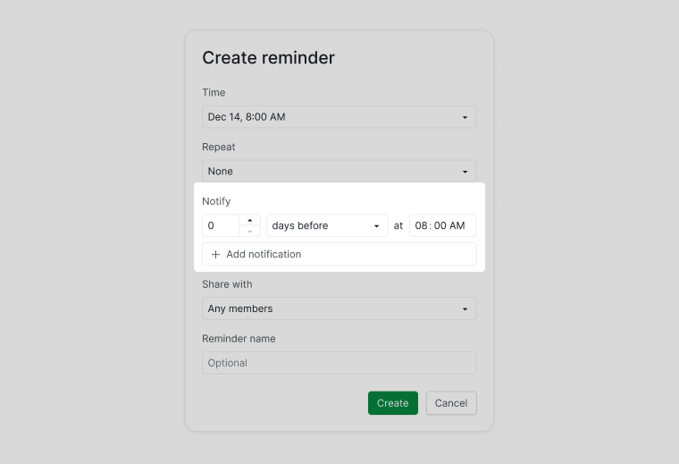 Add an earlier notify time to a reminder in Quire