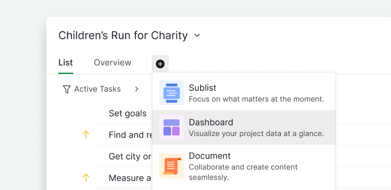 Add dashboard in Quire