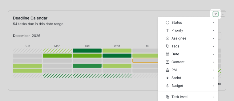 Filter a single widget on a Quire dashboard