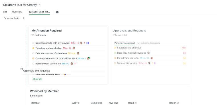 Drag and rearrange widgets on a Quire dashboard