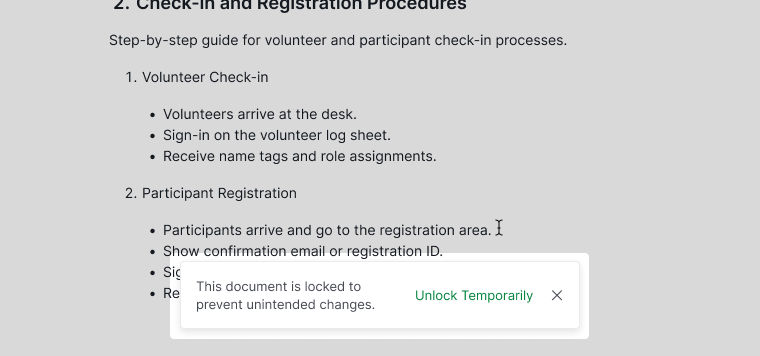 unlock the document temporarily