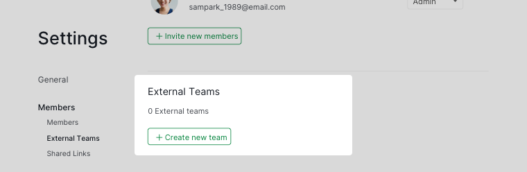 create new external team