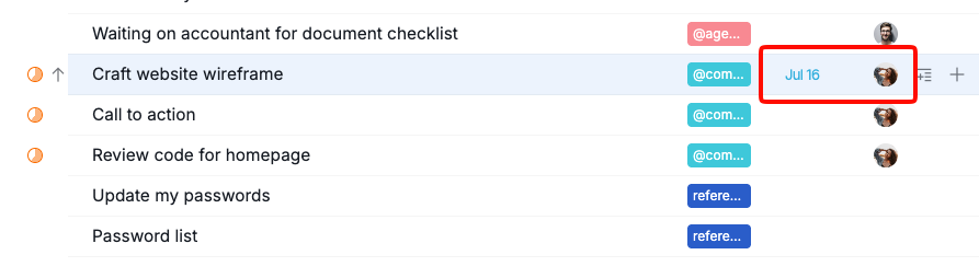 waiting for task assigned with due date
