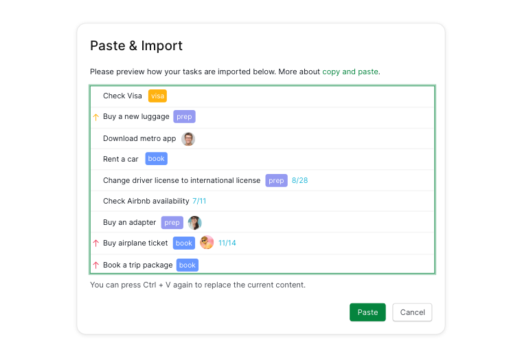 preview the data imported into Quire