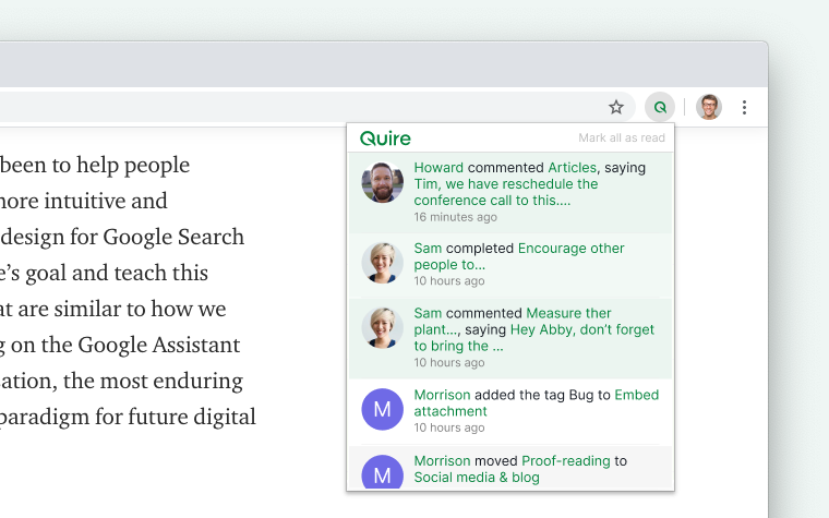 Quire with Chrome Extension