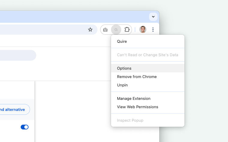 Quire with Chrome Extension options