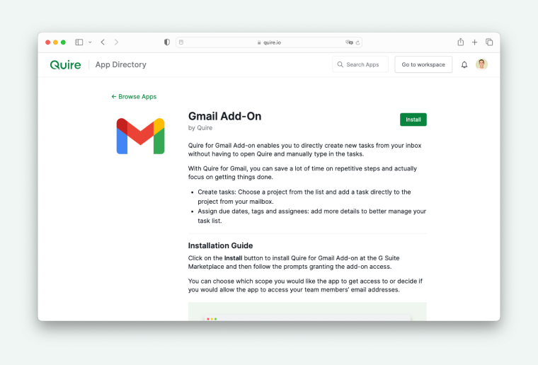 Quire Gmail Add-on