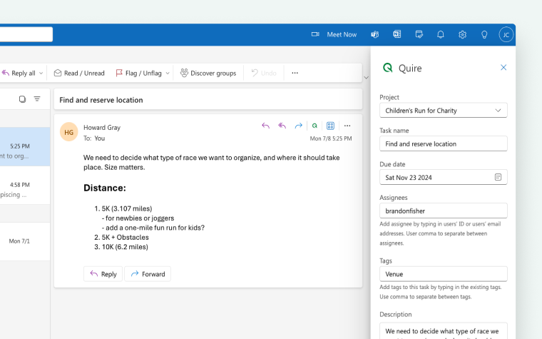 Quire for Outlook Add-in