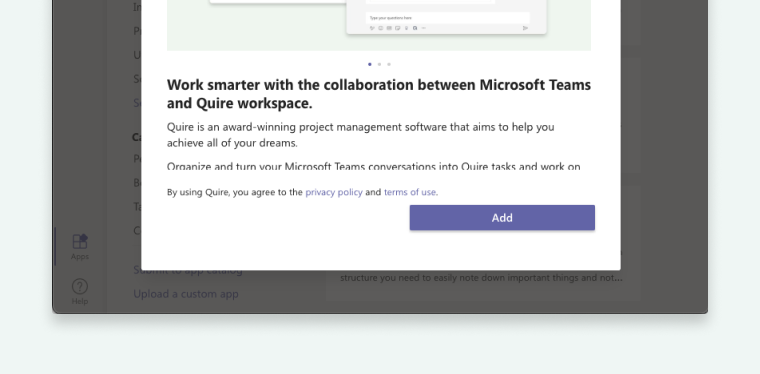 integrate with Microsoft Teams and adding app