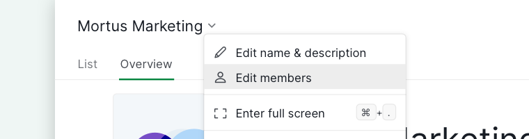 edit organization members context menu
