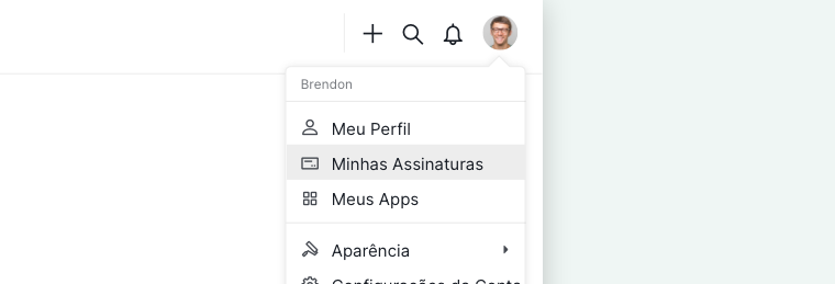 página de minhas assinaturas mostrando organizações vinculadas