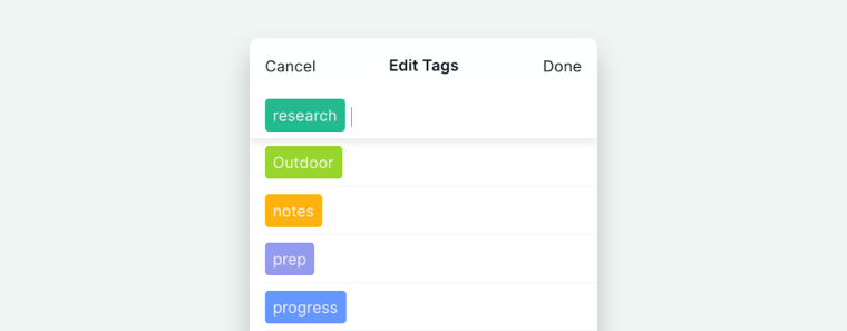 add tags to a task on mobile app