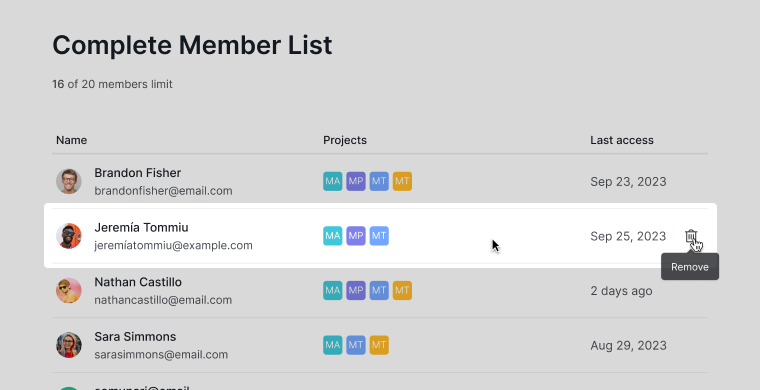remove member from complete member list