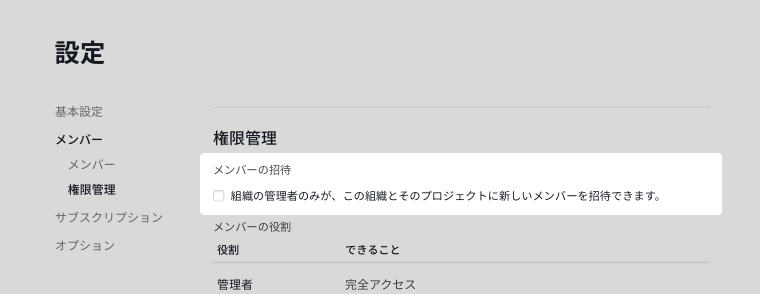 Quire の組織メンバー招待権限設定