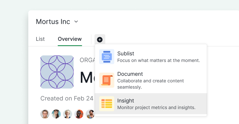 create an insight view at the organization level in Quire