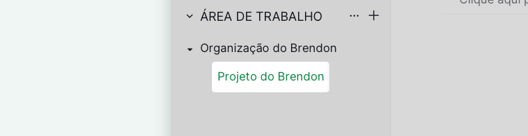 Barra lateral do Quire mostrando um projeto listado sob sua organização para fácil navegação
