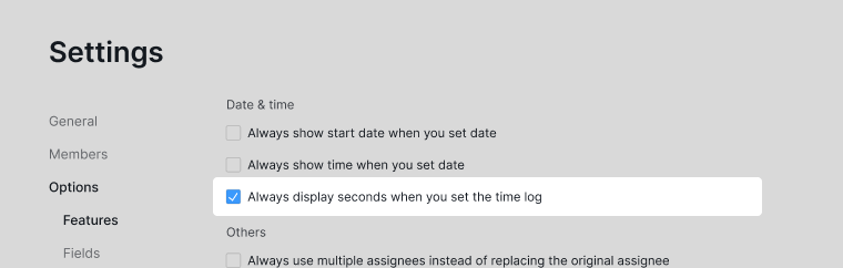 always display seconds when set time tracking