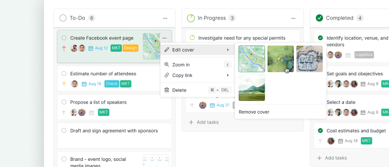 edit task card cover