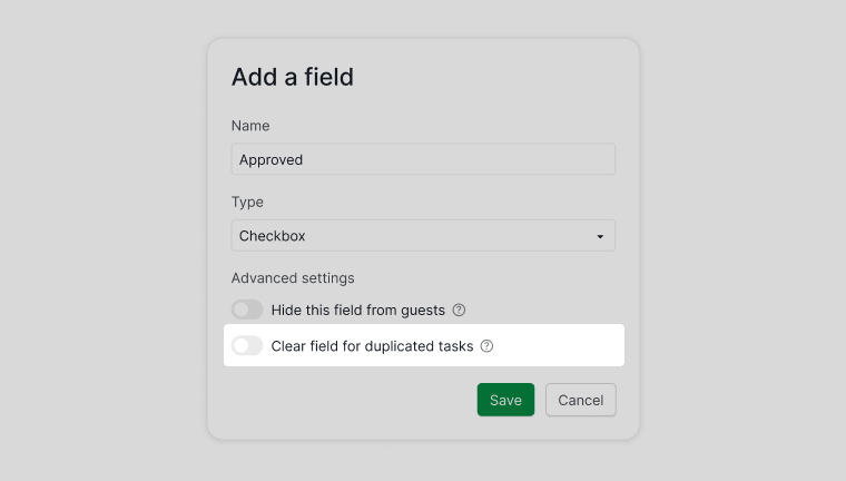 clear custom field for recurring or duplicated tasks