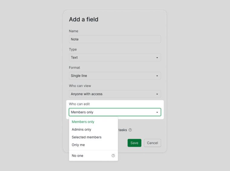 Who can edit options in the custom field dialog