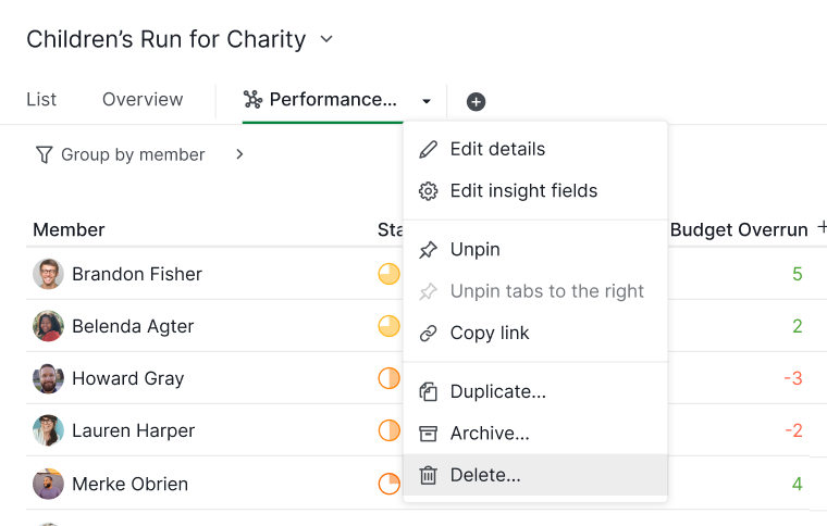 Delete insight in Quire