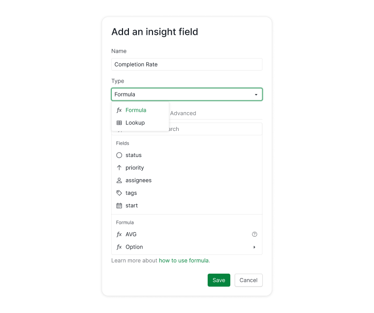 Set insight type in Quire
