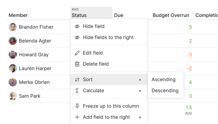 Sort insight fields in Quire