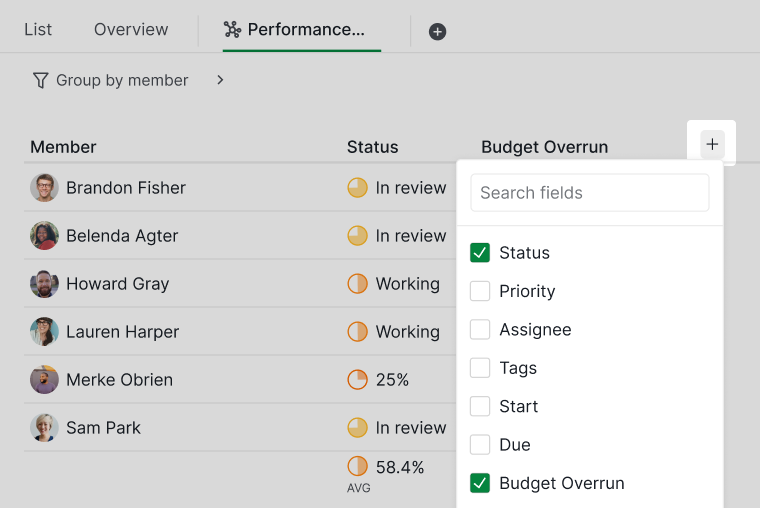 Toggle insight fields  in Quire