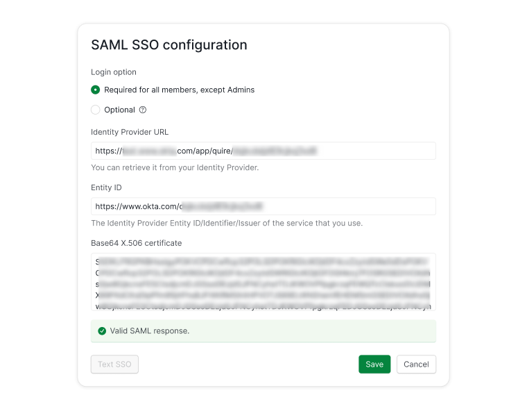 SAML configuration