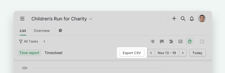 export time report or timesheet to CSV