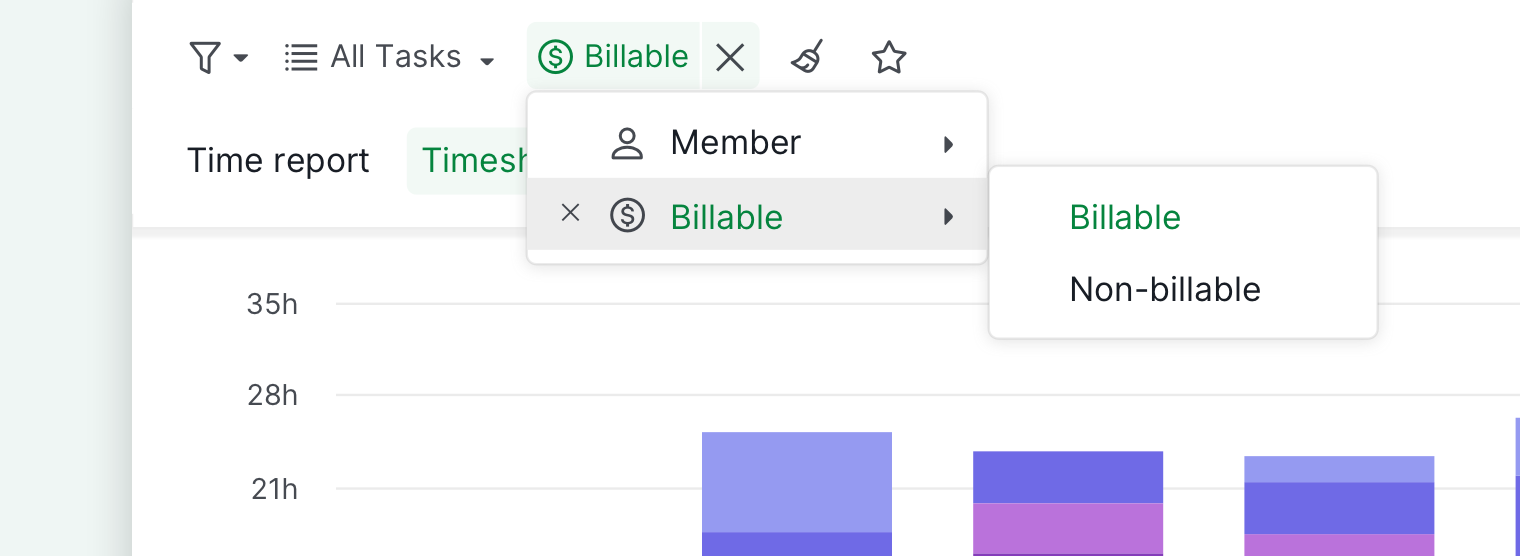 filter timesheet by billable
